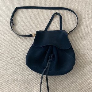 Mansur Gavriel navy suede bag